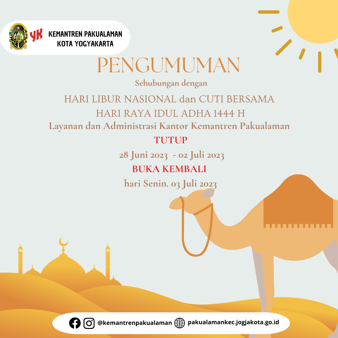 PENGUMUMAN LIBUR IDUL ADHA 1444H